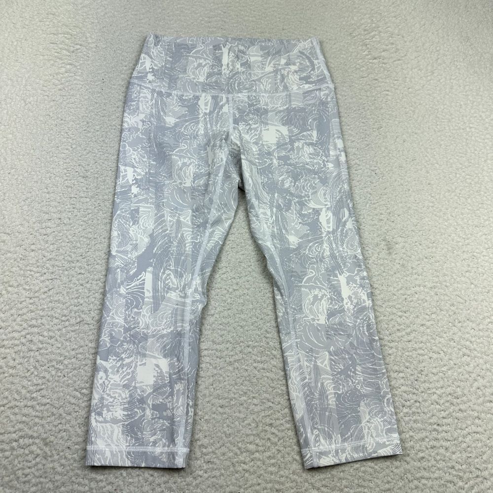 Lululemon Wunder Under Crop Leggings Women's 8 Eternal Wave White High Waist